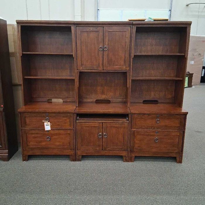 6 Pc Dark Wood Wall Unit