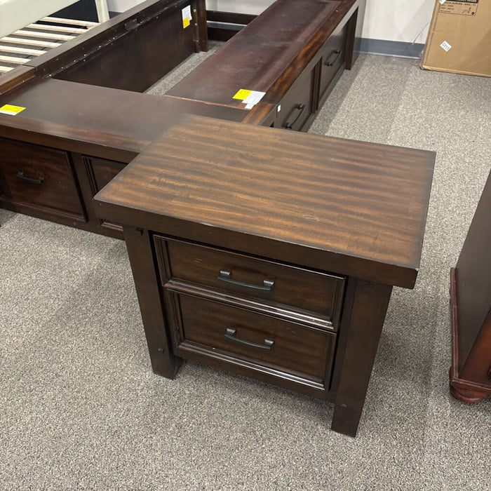 3-Pc Twin Dark Wood Capt Bed Set