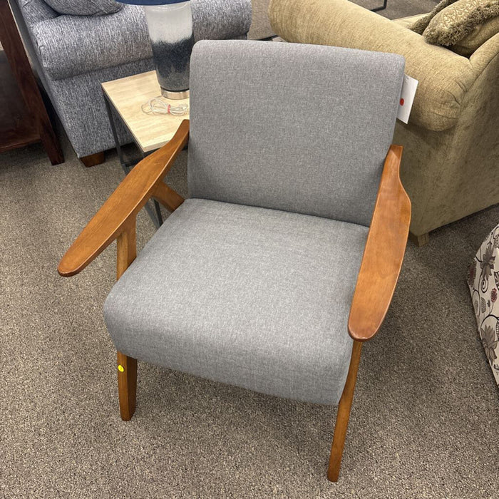 MCM Gray Fabric Paddle Arm Chair