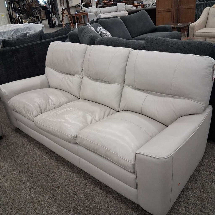 White Faux Leather Sofa (Has Wear)
