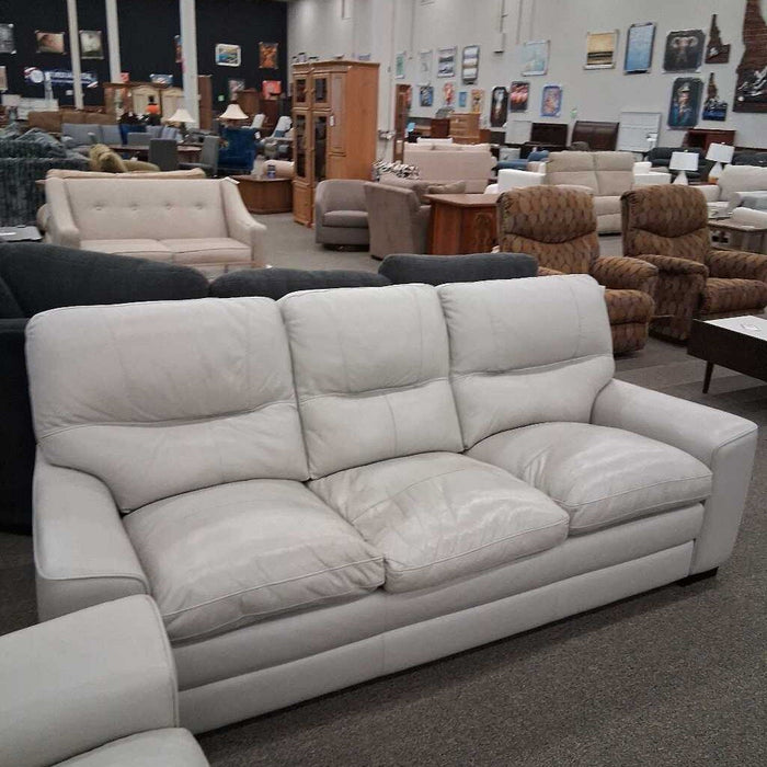 White Faux Leather Sofa (Has Wear)