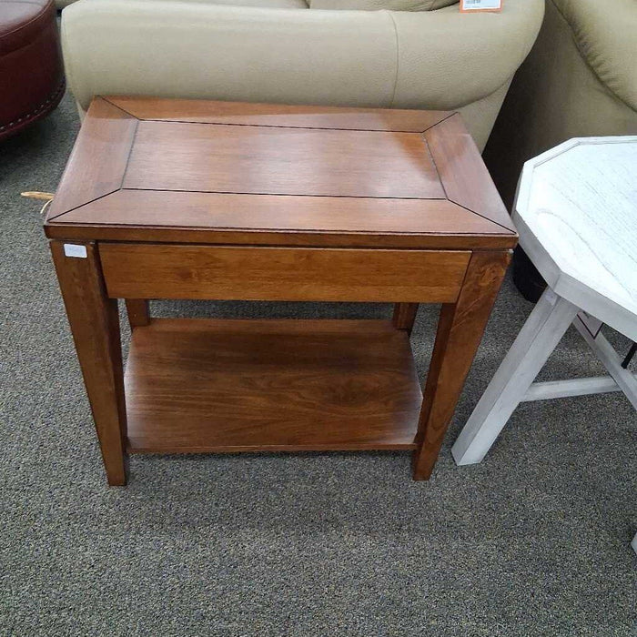 Slim Cherry End Table w/ Dwr