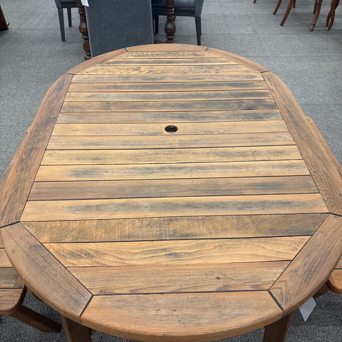 Rustic Pine Patio Table With 2 Benches