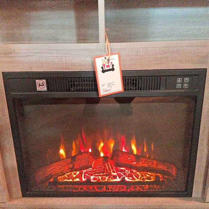 Long Gray Fireplace Media Console