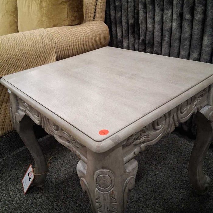 Gray Ornate End Table