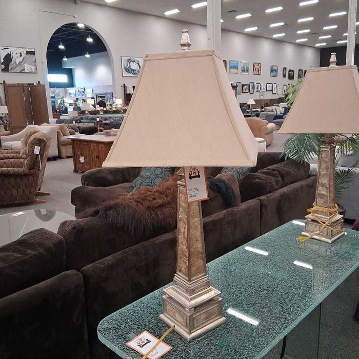 Pair Of Pearl Sided Lamps
