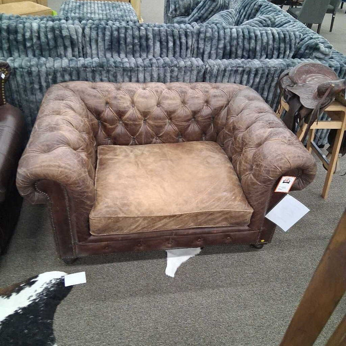 Restoration Hardware Tufted Leather Accent Chair