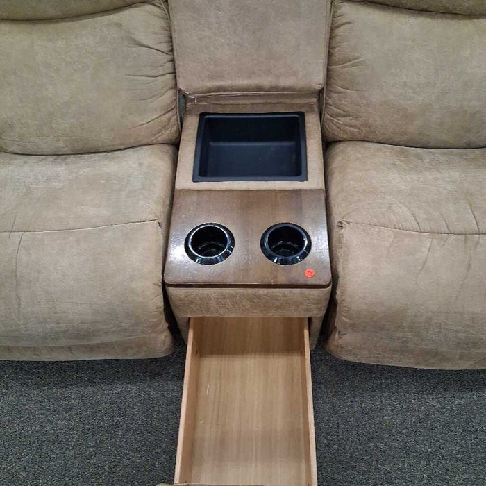 Tan "Casey" Rocking Loveseat (Has Wear)