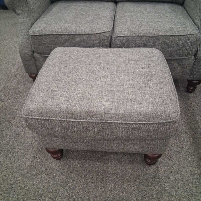 England Gray Fabric Loveseat w/ Ottoman