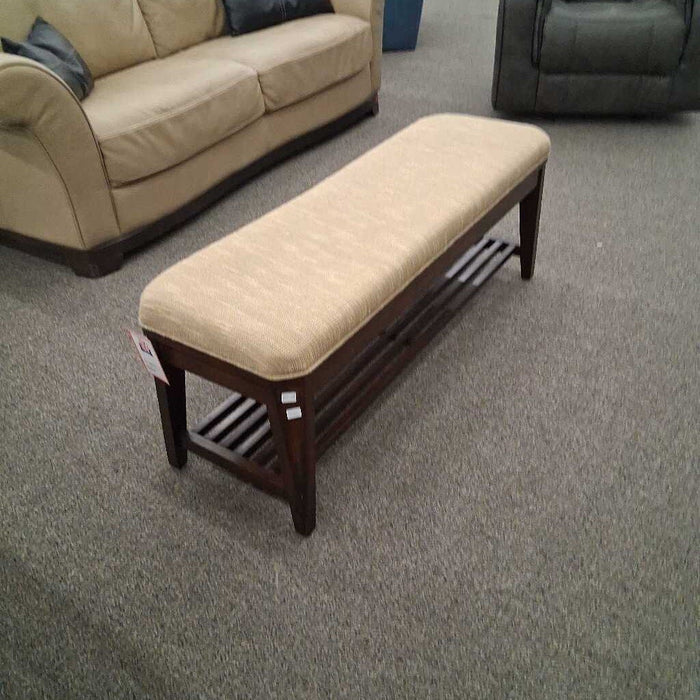 Beige Upholstered Bench