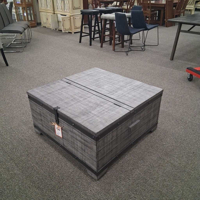 Gray Industrial Storage Coffee Table