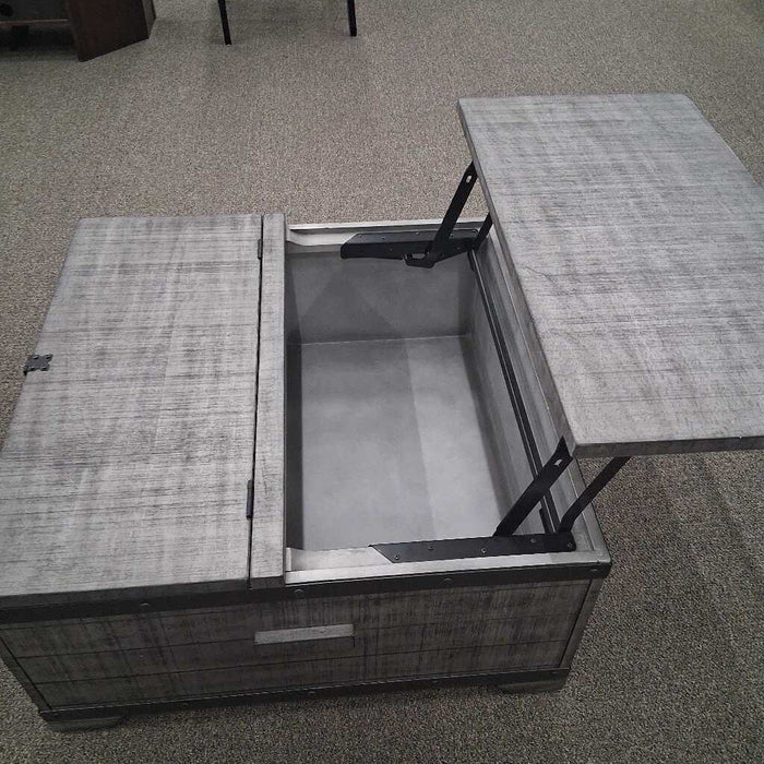 Gray Industrial Storage Coffee Table