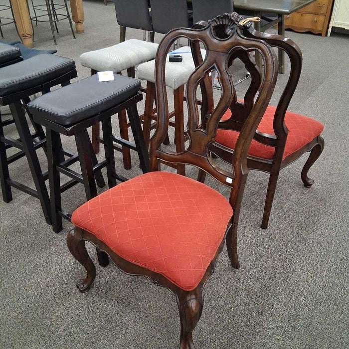 Pair of Red Fabric Accent Chairs