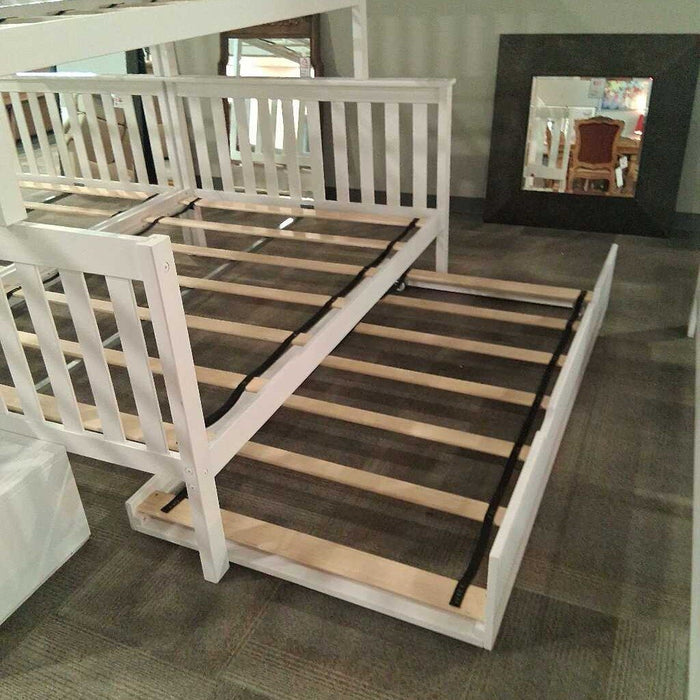 White Twin Over Full Bunkbed w/ Trundle