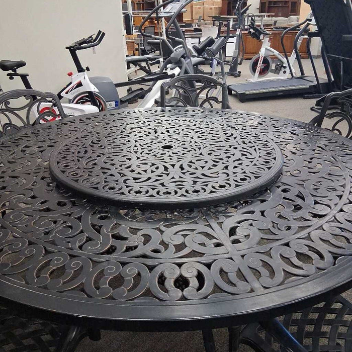 78" Aluminum Patio Table w/ 6 ch & Lazy Susan