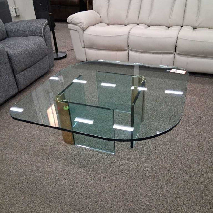 Post Modern Glass & Brass Coffee Table