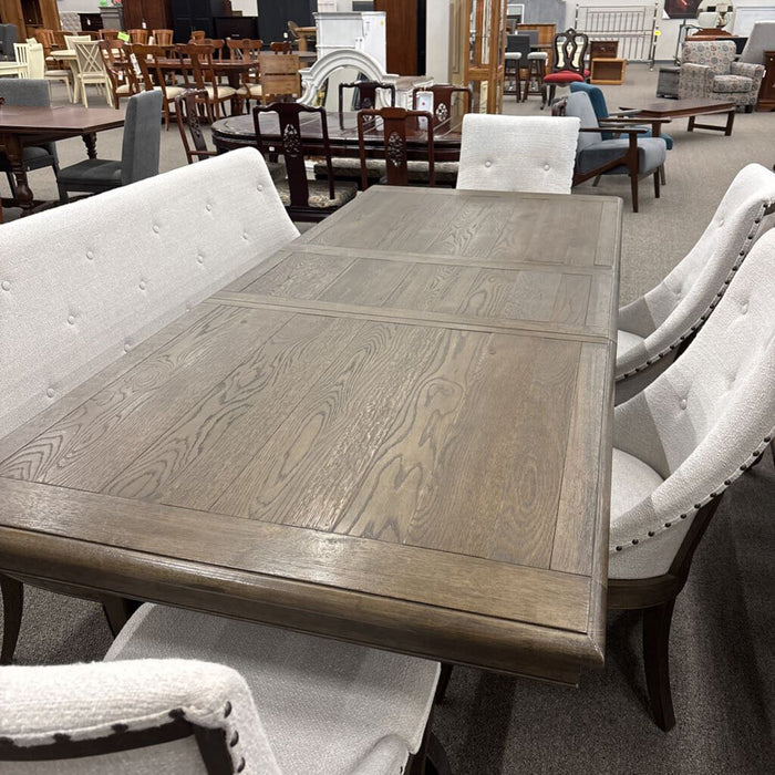Brown Dining Table w/ 1L, 4Ch, 1 Bench