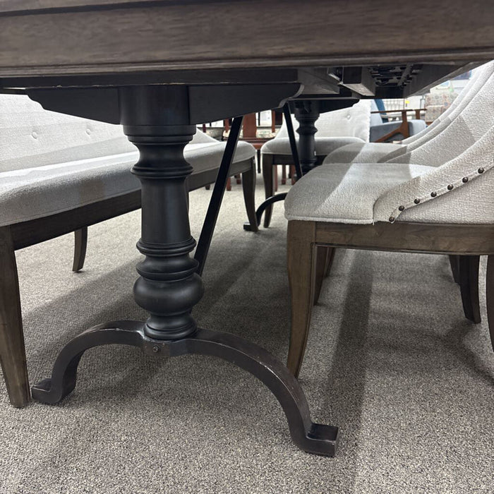 Brown Dining Table w/ 1L, 4Ch, 1 Bench