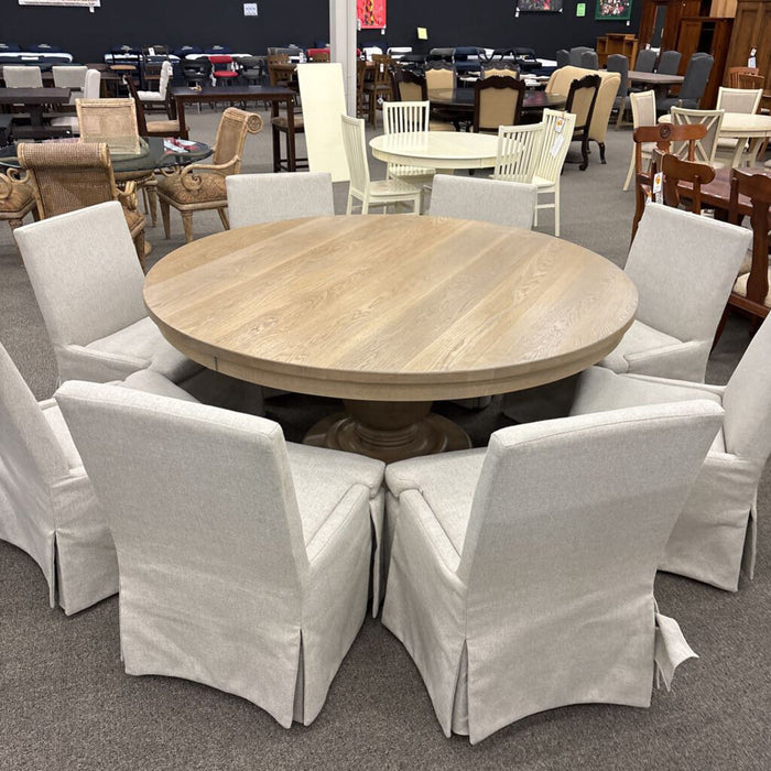 6' Round Dining Table w/ 8 Parsons Chairs