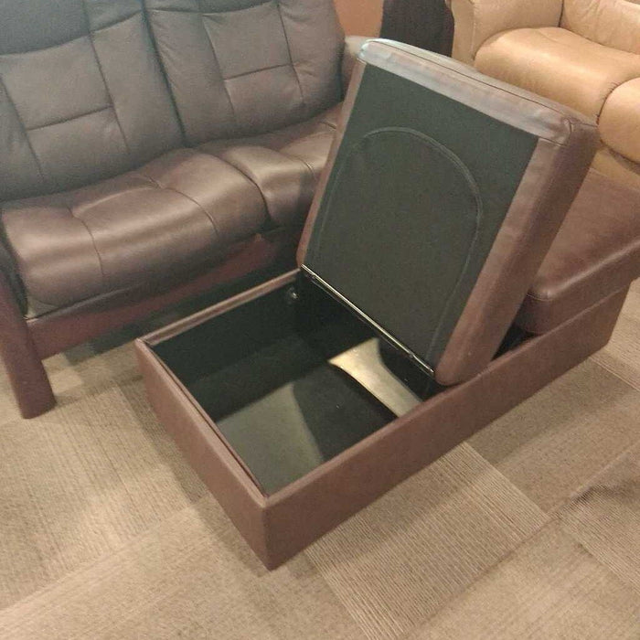Ekornes Brown Leather Loveseat & Ottoman