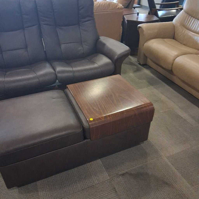 Ekornes Brown Leather Loveseat & Ottoman