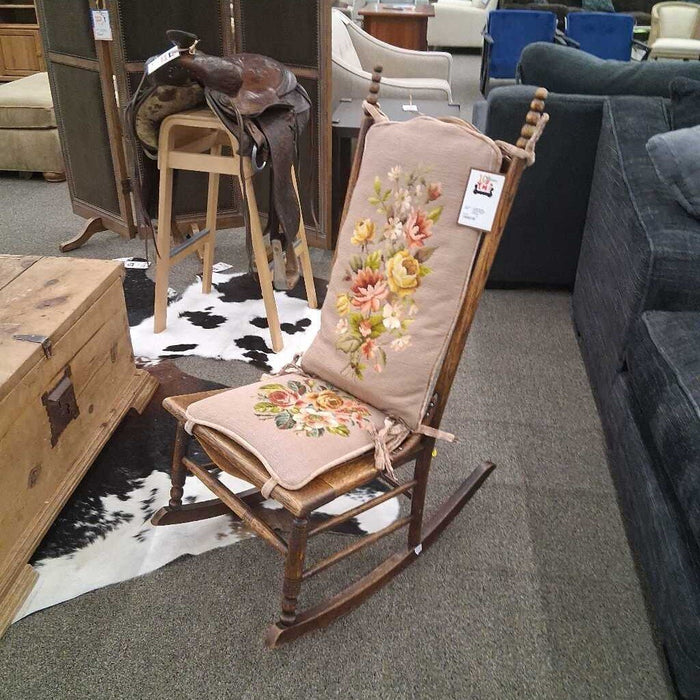 Vintage Rocking Chair w/ Floral Cushions