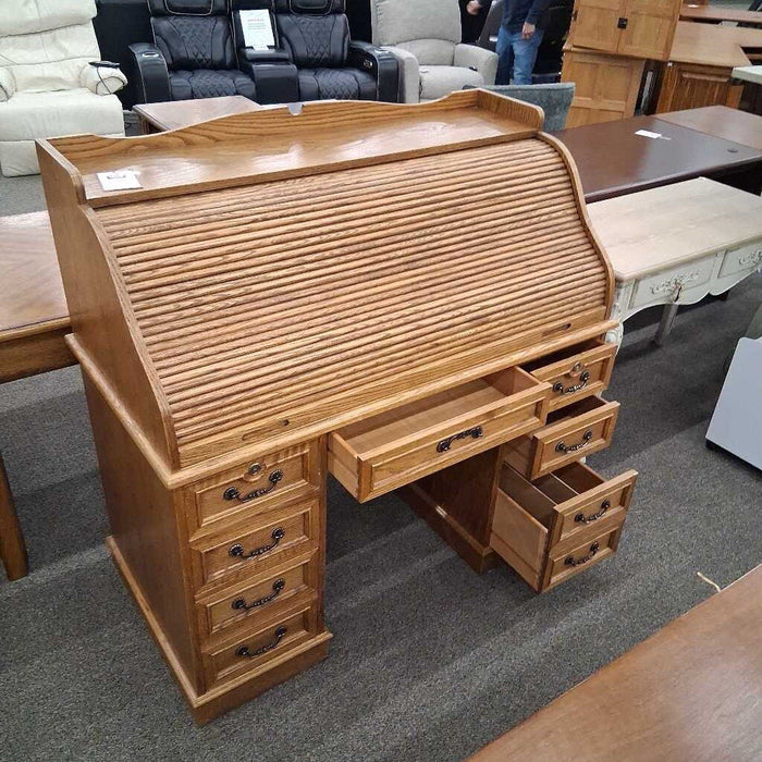 Vintage Dark Wood Rolltop Desk