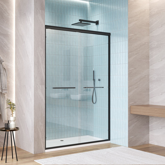 Aluminum Frame Double Double Soft Close Shower Door, Tempered Glass And Dual Stainless Steel Handles