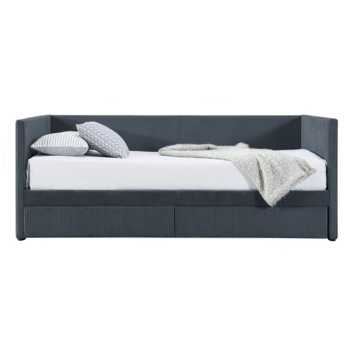 Corduroy Daybed With Two Drawers And Wood Slat
