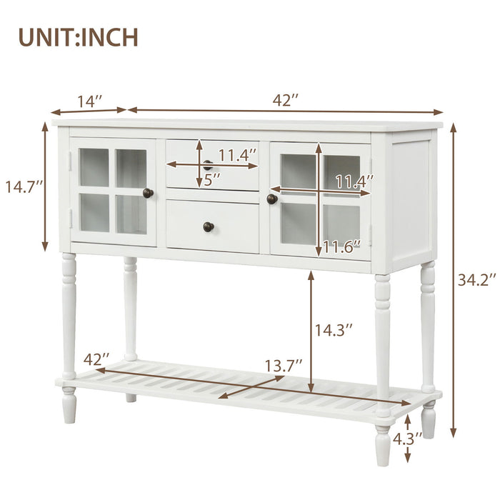 Hearth & Haven Stella Buffet Storage Cabinet With Bottom Shelf, White