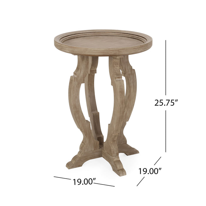 French Country Style Accent Table With Hourglass Design
