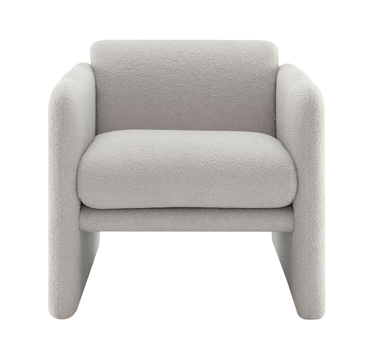 Arm Chair With Waved Arms, Metal Decoration On Both Side Arms
