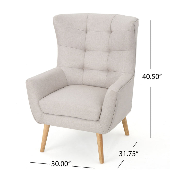 Club Chair With Rubberwood Legs