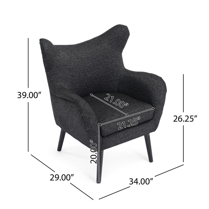 Mid - Century Modern Arm Chair With Wingback Design Wood Legs