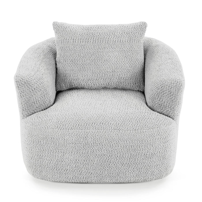 360° Swivel Barrel Sofa Chair With Throw Pillow, Chenille Upholstered Accent Chair