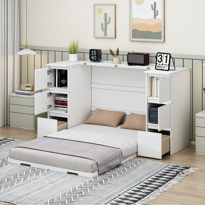 Murphy Bed With Drawers, Cabinets, And USB Ports