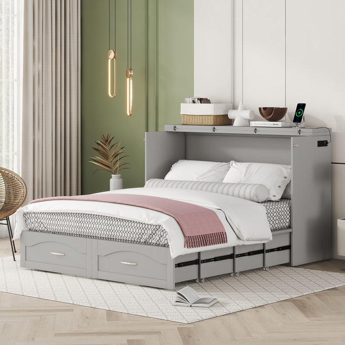 Murphy Wall Bed With Drawer And A Set Of Sockets & USB Ports, Pulley Structure Design