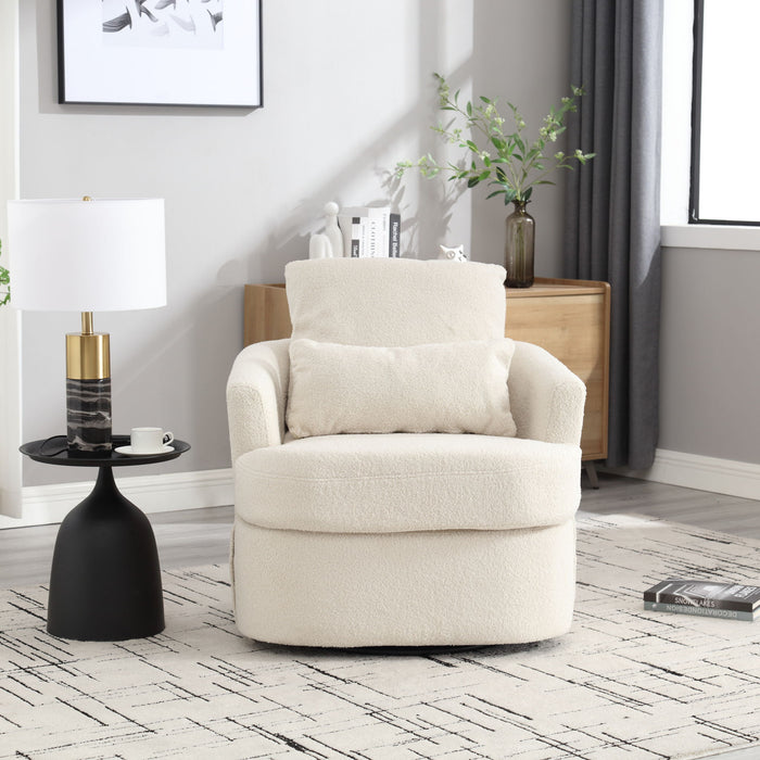 Modern Barrel Comfy Round Accent Sofa Chair, 360 Degree Swivel