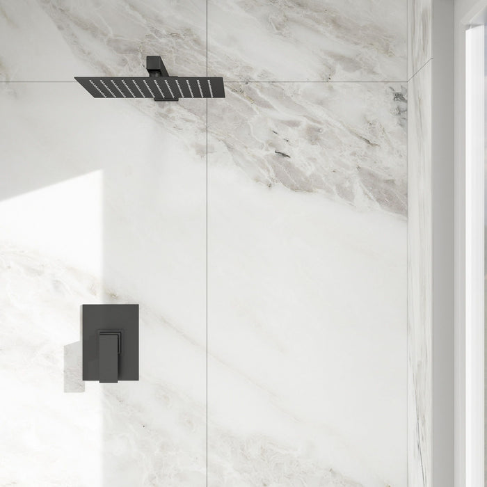 Shower Faucet Set With Rainfall Shower Head And Shower Valve, Stainless Steel And Brass