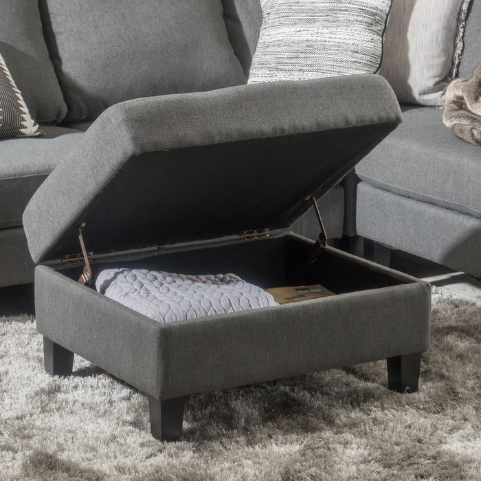 Ottoman With Birch Wood Legs And Cushioned Top For Comfort