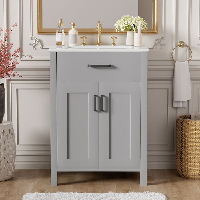 Bathroom Vanity Combo With Sink, Space Saving Design - Gray