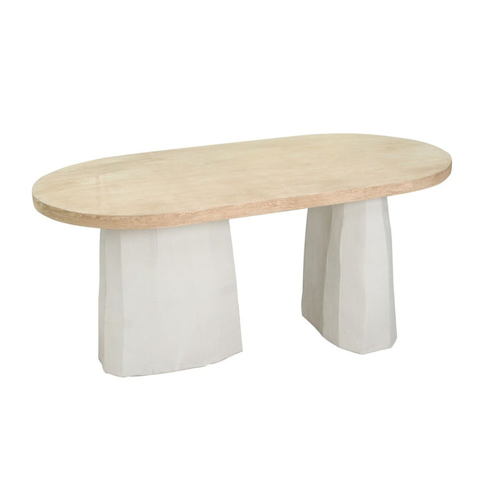 Decorative Dining Table With Top And Magnesium Base - Brown White