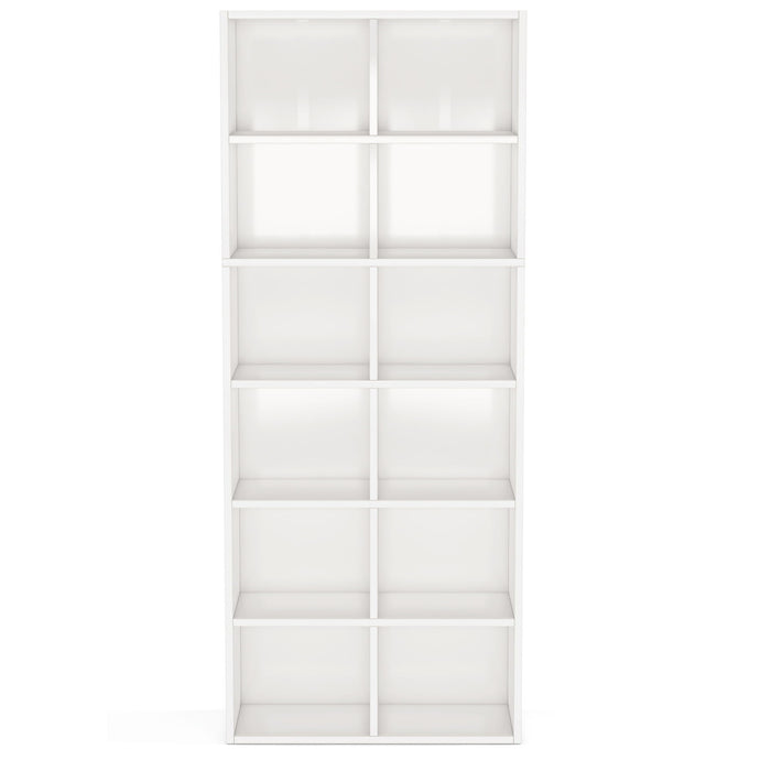 Narrow 12 Cube Bookcase With Closed Back For Living Room - White