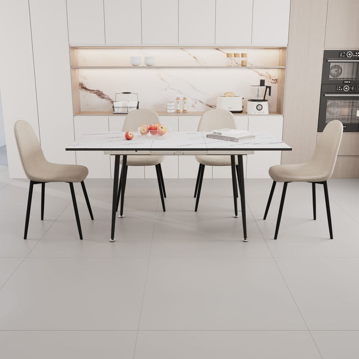 Modern Extendable Dining Table And Chair Set For 2 - 6 People