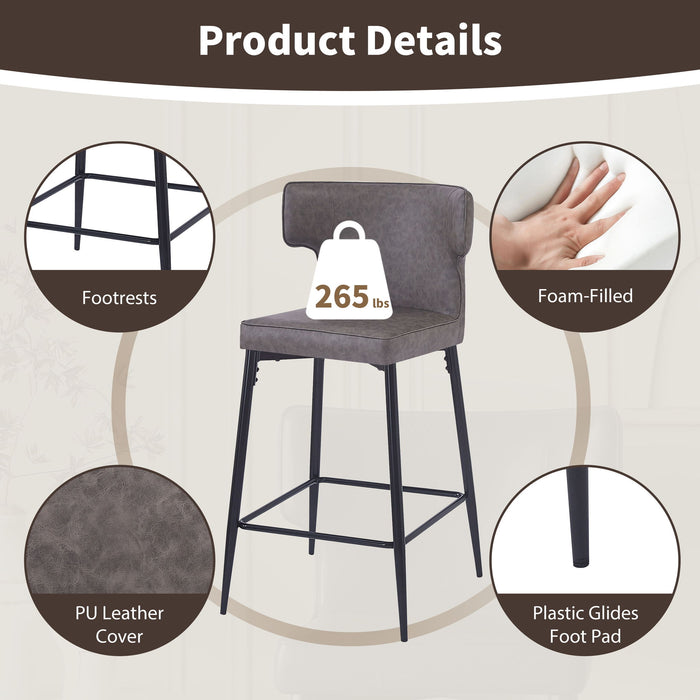 Modern Bar Stools With Upholstery And Metal Footrest (Set of 2)