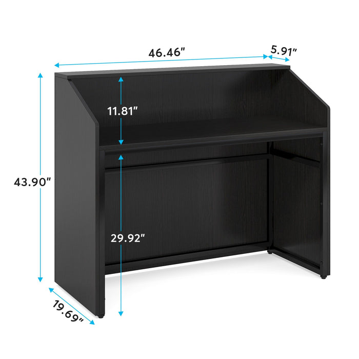 Modern Reception Desk, Front Desk Table With Cable Grommet & Privacy Panels