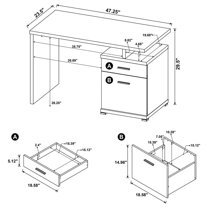 Contemporary Sleek Office Desk With 2 Drawers