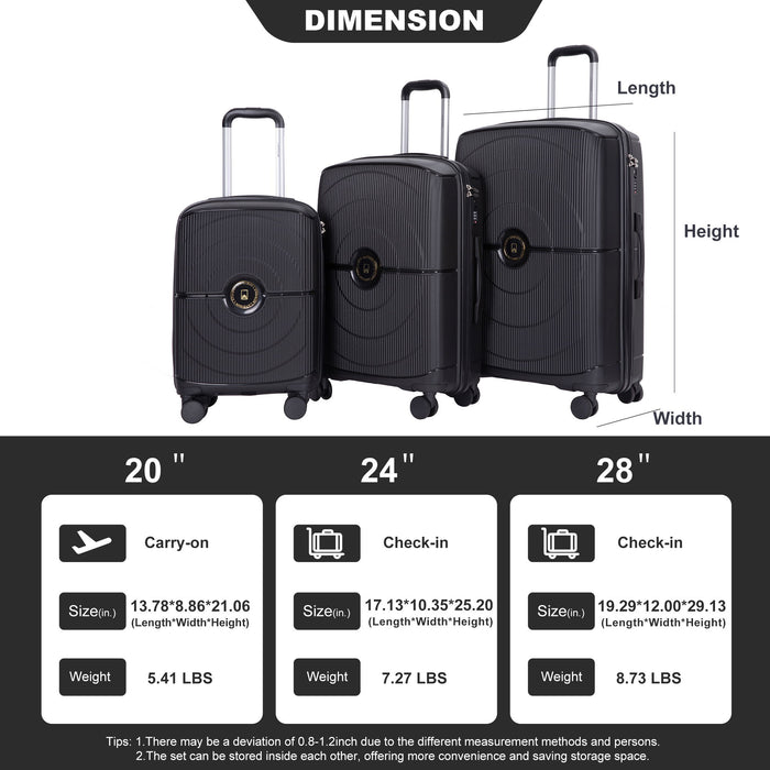 3 Piece Set Expandable Hardshell Suitcase Double Spinner Wheels