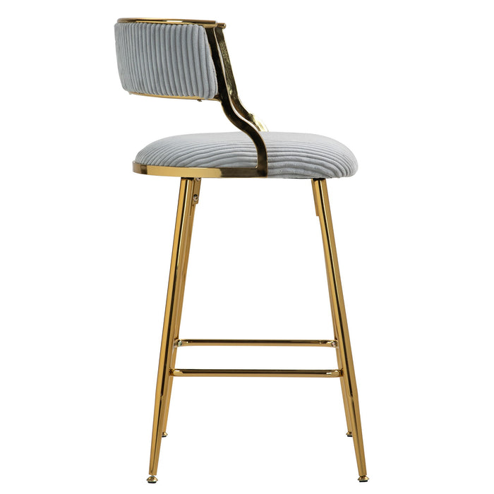 Counter Height Bar Stools With Powder Coating Base And Footrest (Set of 2) - Beige