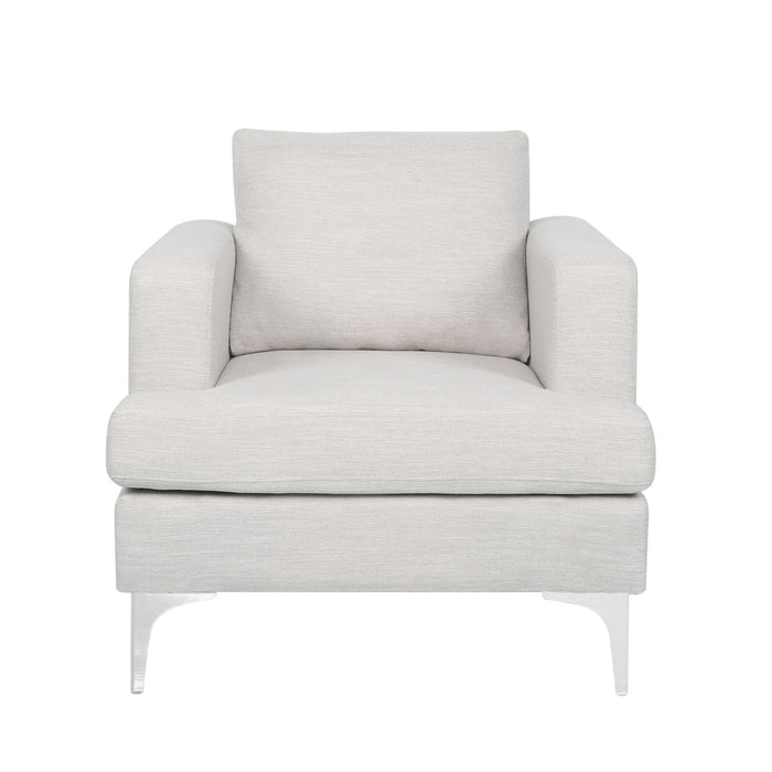 Upholstered Fabric Club Chair With Iron Legs - Beige